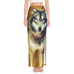 Cosmic Wolf Portrait Print High Slit Maxi Skirt