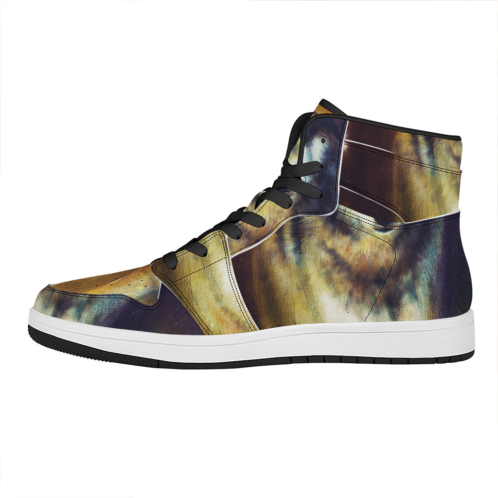 Cosmic Wolf Portrait Print High Top Leather Sneakers