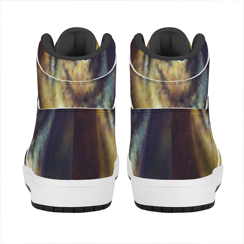 Cosmic Wolf Portrait Print High Top Leather Sneakers