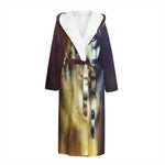 Cosmic Wolf Portrait Print Hooded Bathrobe