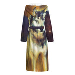 Cosmic Wolf Portrait Print Hooded Bathrobe