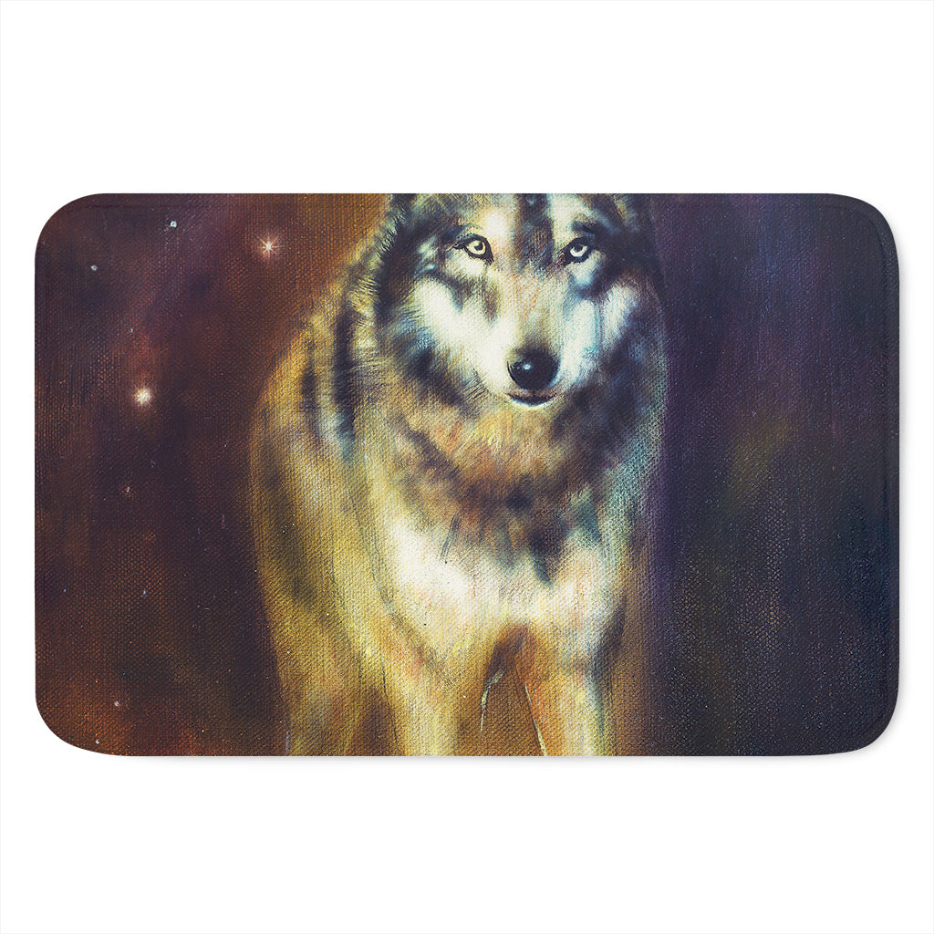 Cosmic Wolf Portrait Print Indoor Door Mat