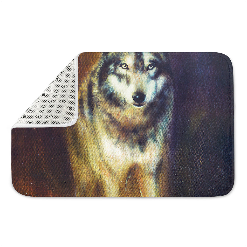 Cosmic Wolf Portrait Print Indoor Door Mat