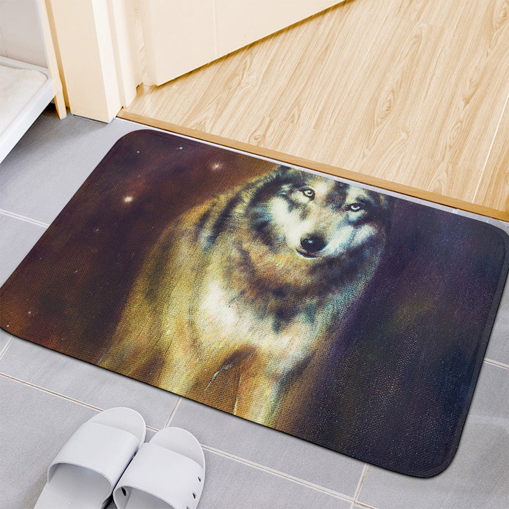 Cosmic Wolf Portrait Print Indoor Door Mat