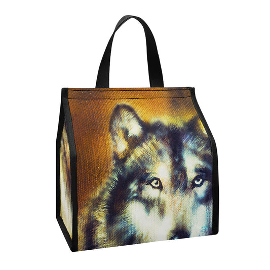 Cosmic Wolf Portrait Print Insulated Lunch Tote