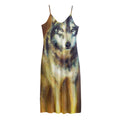 Cosmic Wolf Portrait Print Jersey Midi Cami Dress