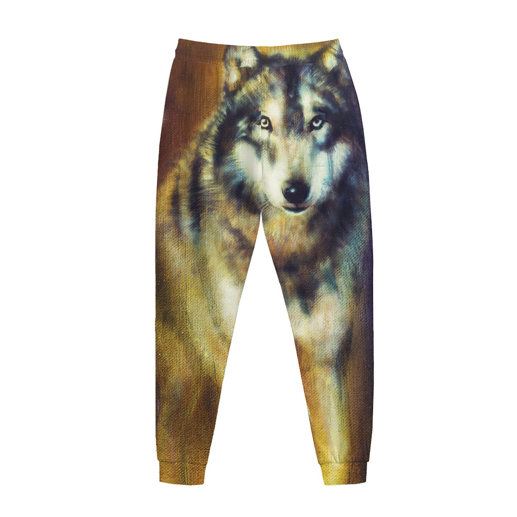 Cosmic Wolf Portrait Print Jogger Pants