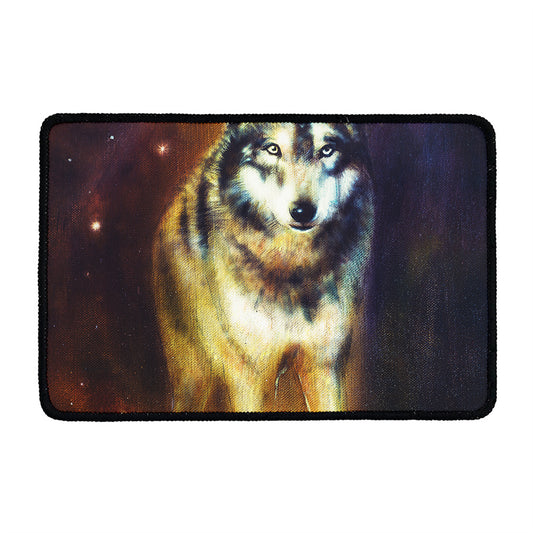 Cosmic Wolf Portrait Print Kitchen Mat