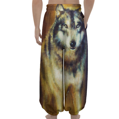 Cosmic Wolf Portrait Print Lantern Pants