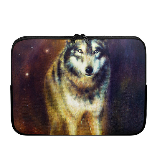 Cosmic Wolf Portrait Print Laptop Sleeve