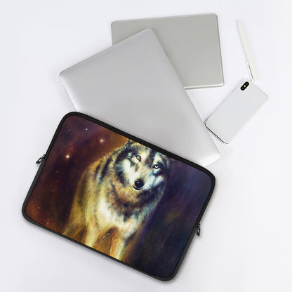 Cosmic Wolf Portrait Print Laptop Sleeve