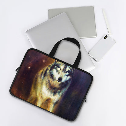 Cosmic Wolf Portrait Print Laptop Sleeve With Handle