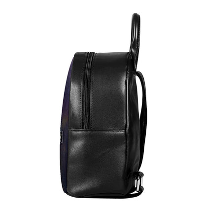 Cosmic Wolf Portrait Print Leather Backpack