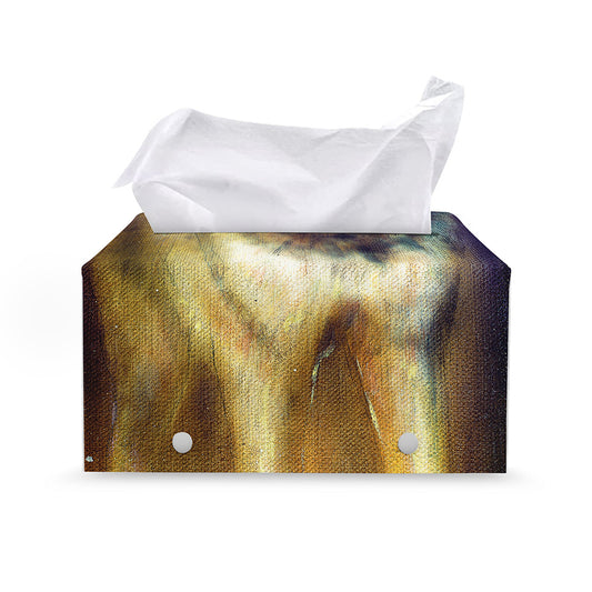 Cosmic Wolf Portrait Print Leather Tissue Box Cover