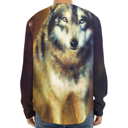 Cosmic Wolf Portrait Print Long Sleeve Baseball Jersey