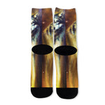 Cosmic Wolf Portrait Print Long Socks