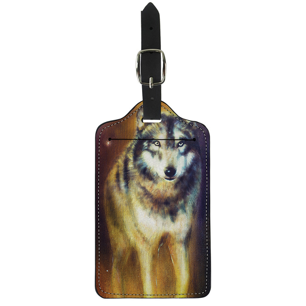 Cosmic Wolf Portrait Print Luggage Tag