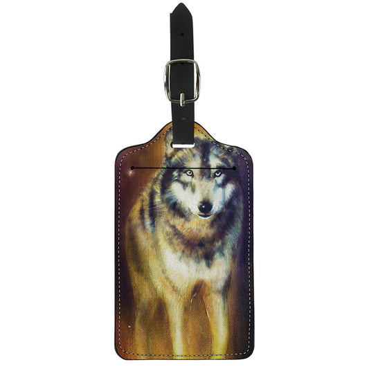 Cosmic Wolf Portrait Print Luggage Tag