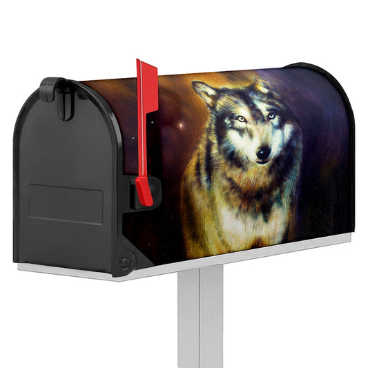 Cosmic Wolf Portrait Print Mailbox Cover