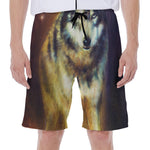 Cosmic Wolf Portrait Print Men's Beach Shorts