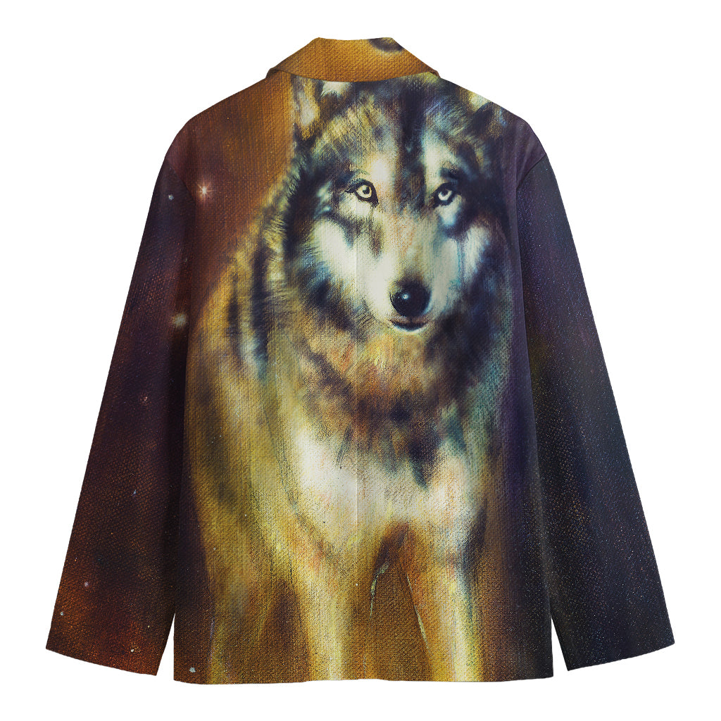 Cosmic Wolf Portrait Print Men's Blazer