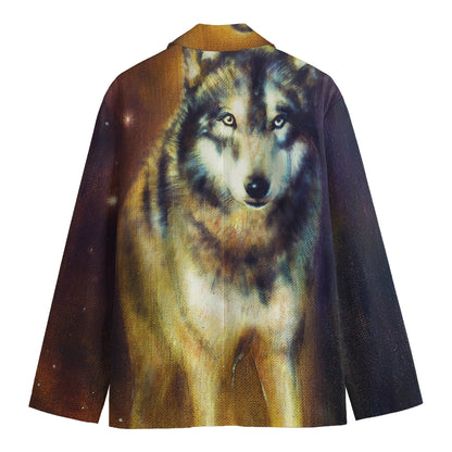 Cosmic Wolf Portrait Print Men's Blazer