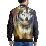 Cosmic Wolf Portrait Print Men's Bomber Jacket