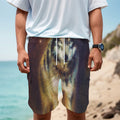 Cosmic Wolf Portrait Print Men's Cargo Shorts