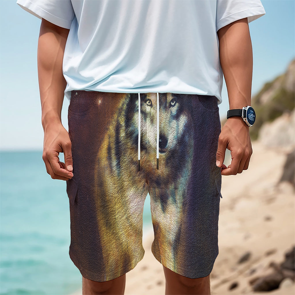 Cosmic Wolf Portrait Print Men's Cargo Shorts
