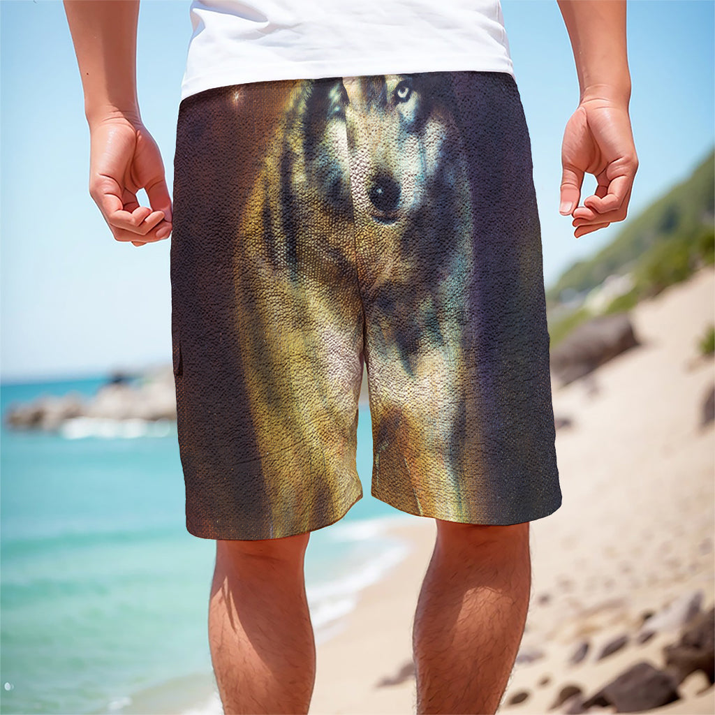 Cosmic Wolf Portrait Print Men's Cargo Shorts