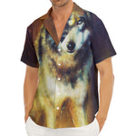 Cosmic Wolf Portrait Print Men's Deep V-Neck Shirt