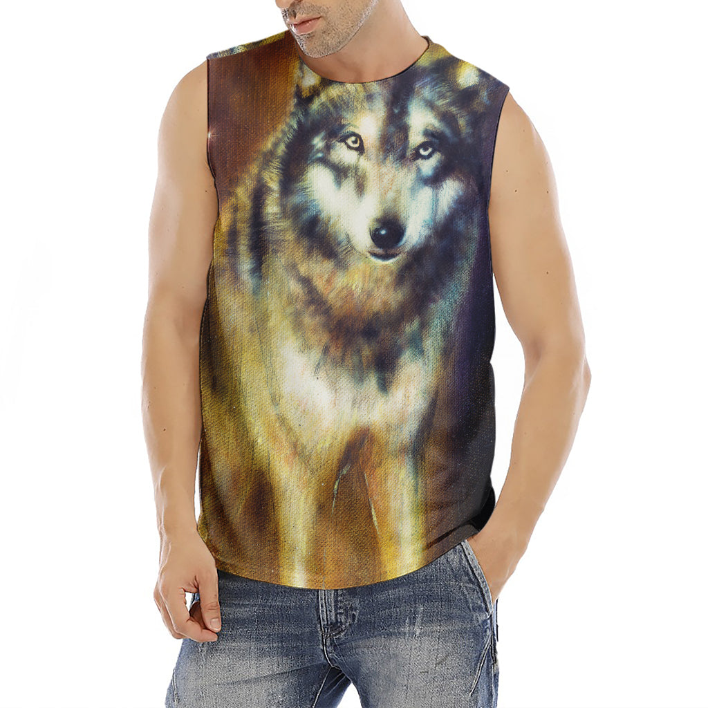 Cosmic Wolf Portrait Print Men's Fitness Tank Top