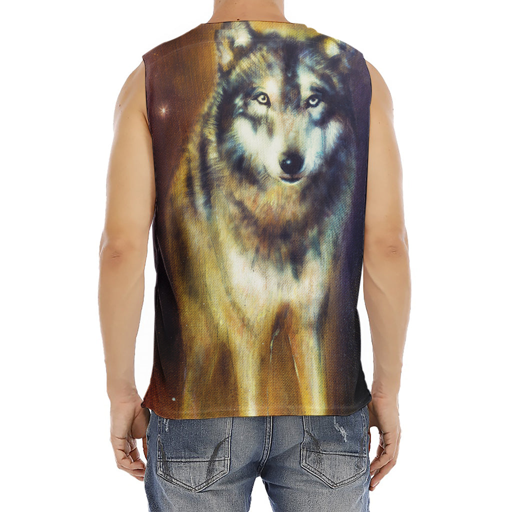 Cosmic Wolf Portrait Print Men's Fitness Tank Top