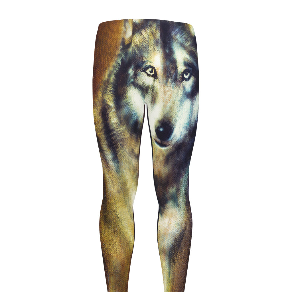 Cosmic Wolf Portrait Print Men's leggings