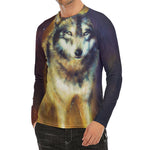 Cosmic Wolf Portrait Print Men's Long Sleeve Rash Guard
