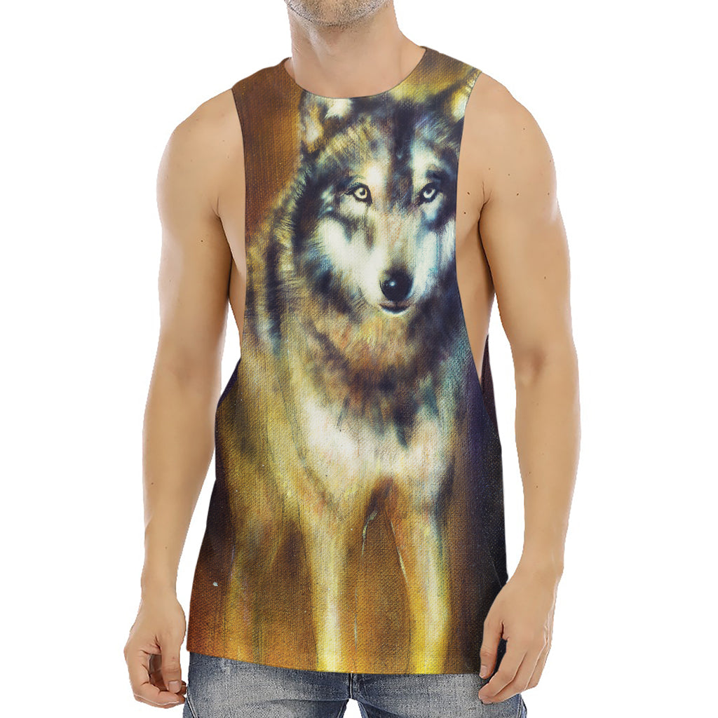 Cosmic Wolf Portrait Print Men's Muscle Tank Top