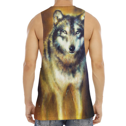 Cosmic Wolf Portrait Print Men's Muscle Tank Top