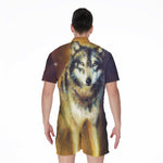 Cosmic Wolf Portrait Print Men's Rompers