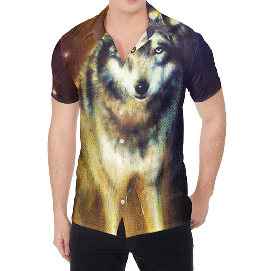 Cosmic Wolf Portrait Print Men's Shirt