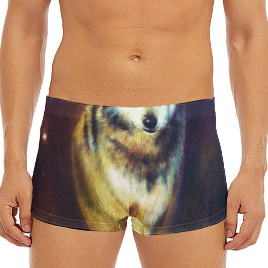 Cosmic Wolf Portrait Print Men's Short Boxer Briefs