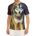 Cosmic Wolf Portrait Print Men's Short Sleeve Rash Guard