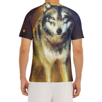 Cosmic Wolf Portrait Print Men's Short Sleeve Rash Guard