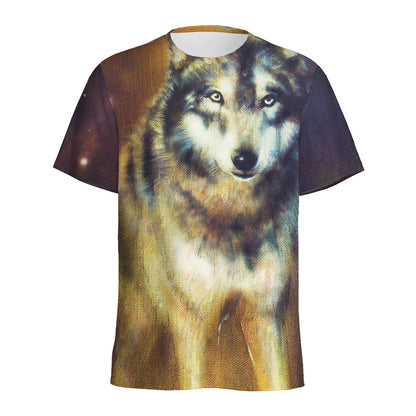 Cosmic Wolf Portrait Print Men's Sports T-Shirt