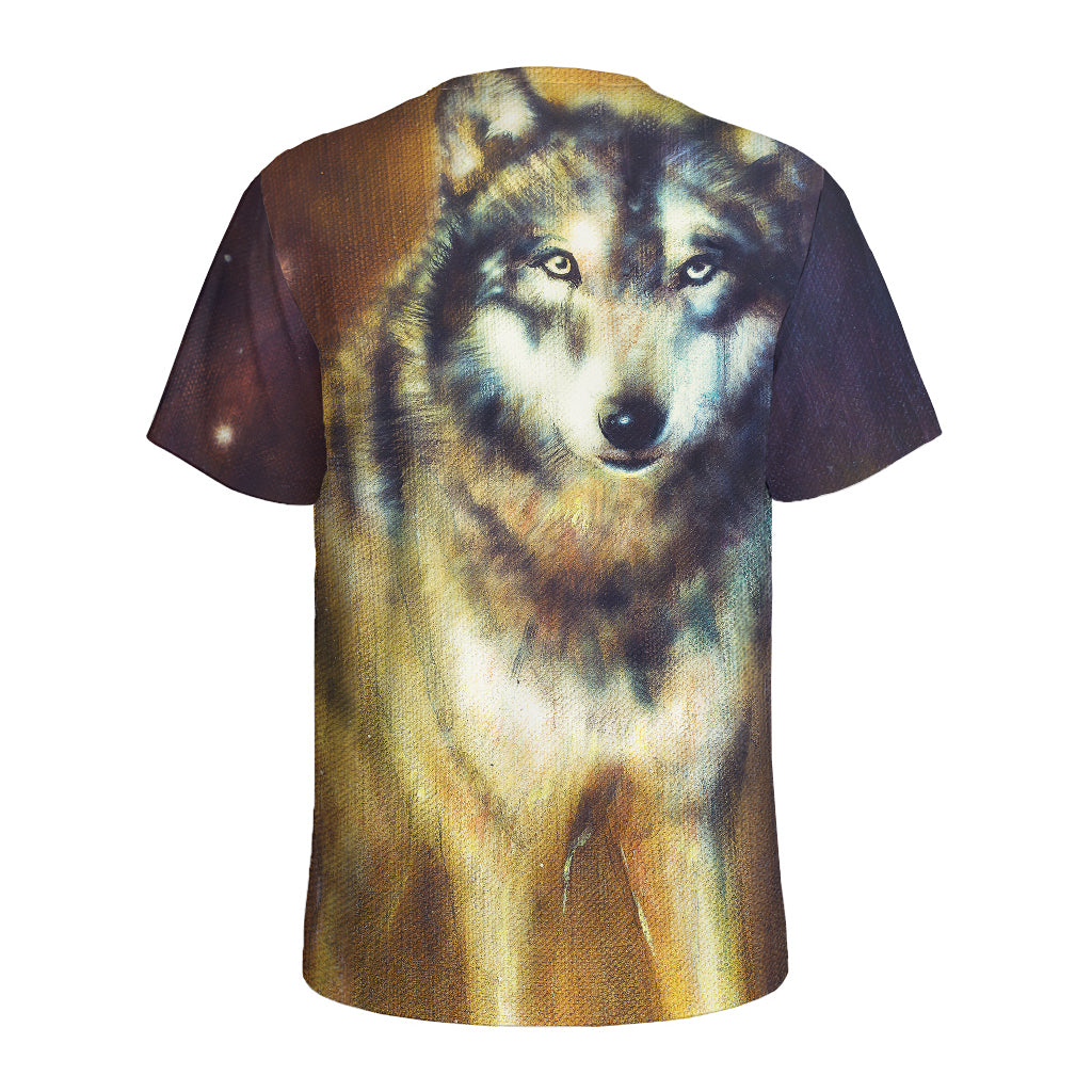Cosmic Wolf Portrait Print Men's Sports T-Shirt