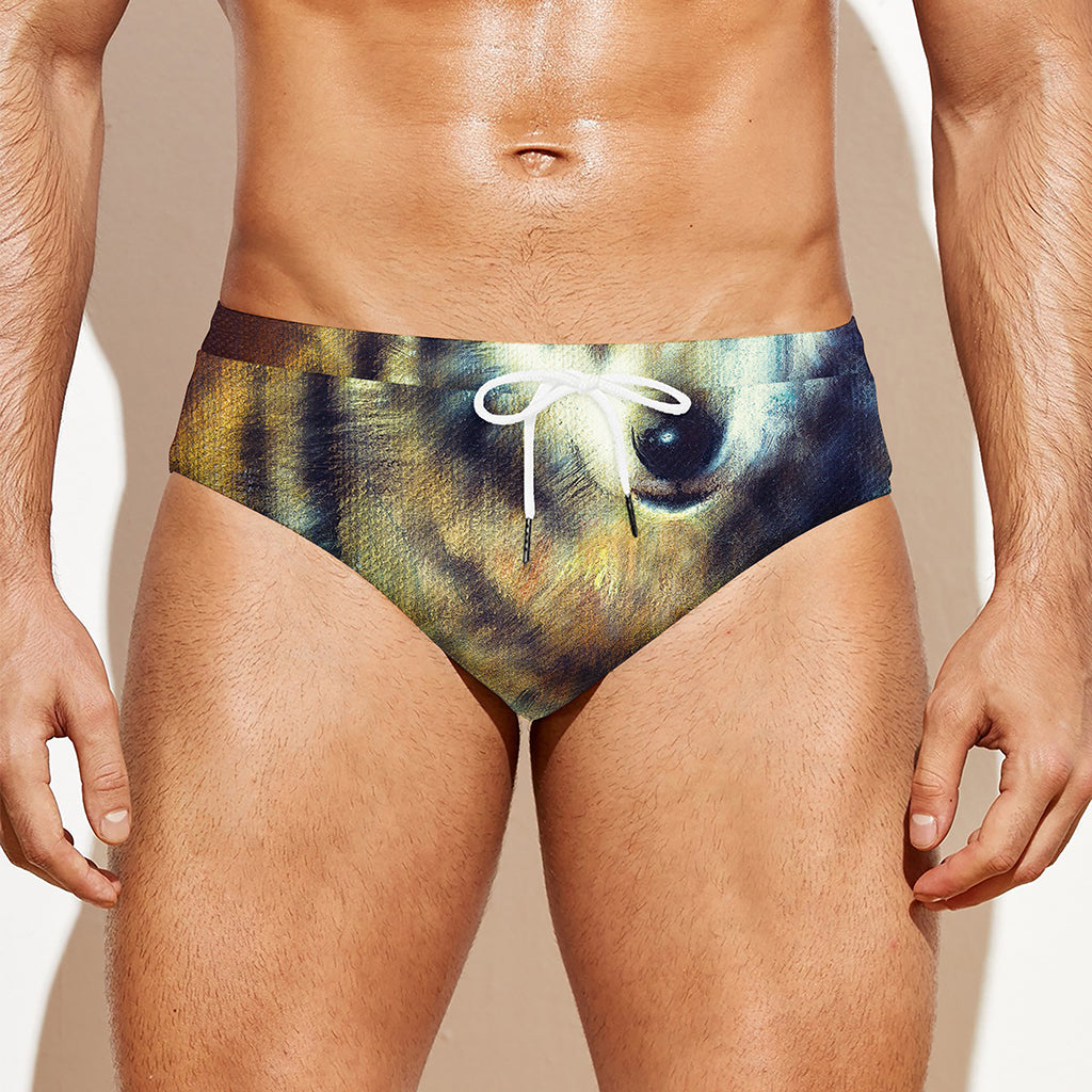 Cosmic Wolf Portrait Print Men's Swim Briefs