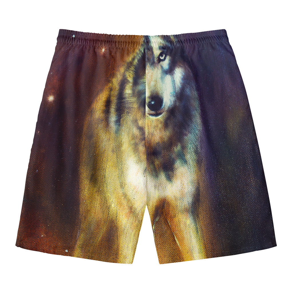 Cosmic Wolf Portrait Print Men's Swim Trunks