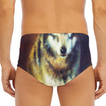 Cosmic Wolf Portrait Print Men's Triangle Swim Briefs