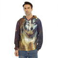 Cosmic Wolf Portrait Print Men's Velvet Pullover Hoodie