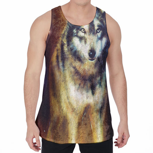 Cosmic Wolf Portrait Print Men's Velvet Tank Top