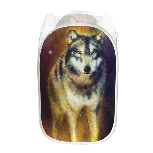 Cosmic Wolf Portrait Print Mesh Laundry Hamper